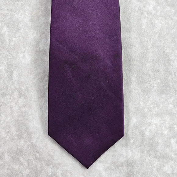 Croft & Barrow Solid Purple Executive Party Fathers Day Polyester Men's Neck Tie - Picture 1 of 5
